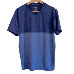 Uniqlo Men’s Size Large Performance Dry-Ex  Blue Color Block Short Sleeve Tee